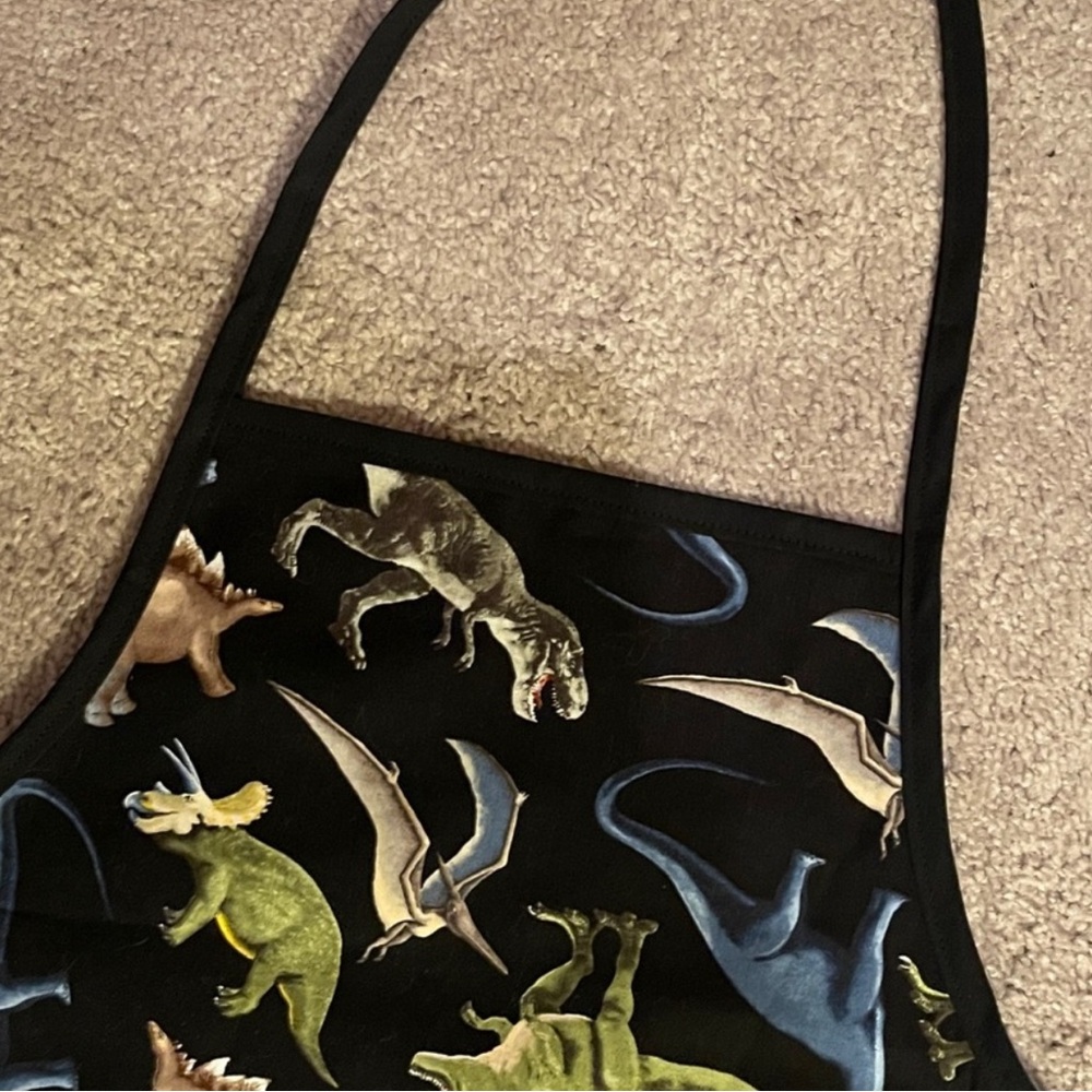 Dinosaur Kids Apron with Black Trim Children’s Sized Apron
